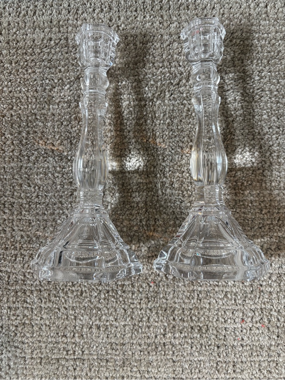 Tiffany & Co Hampton Crystal Candlesticks Pair 9” Signed Lead Candle Holders - Picture 3 of 5